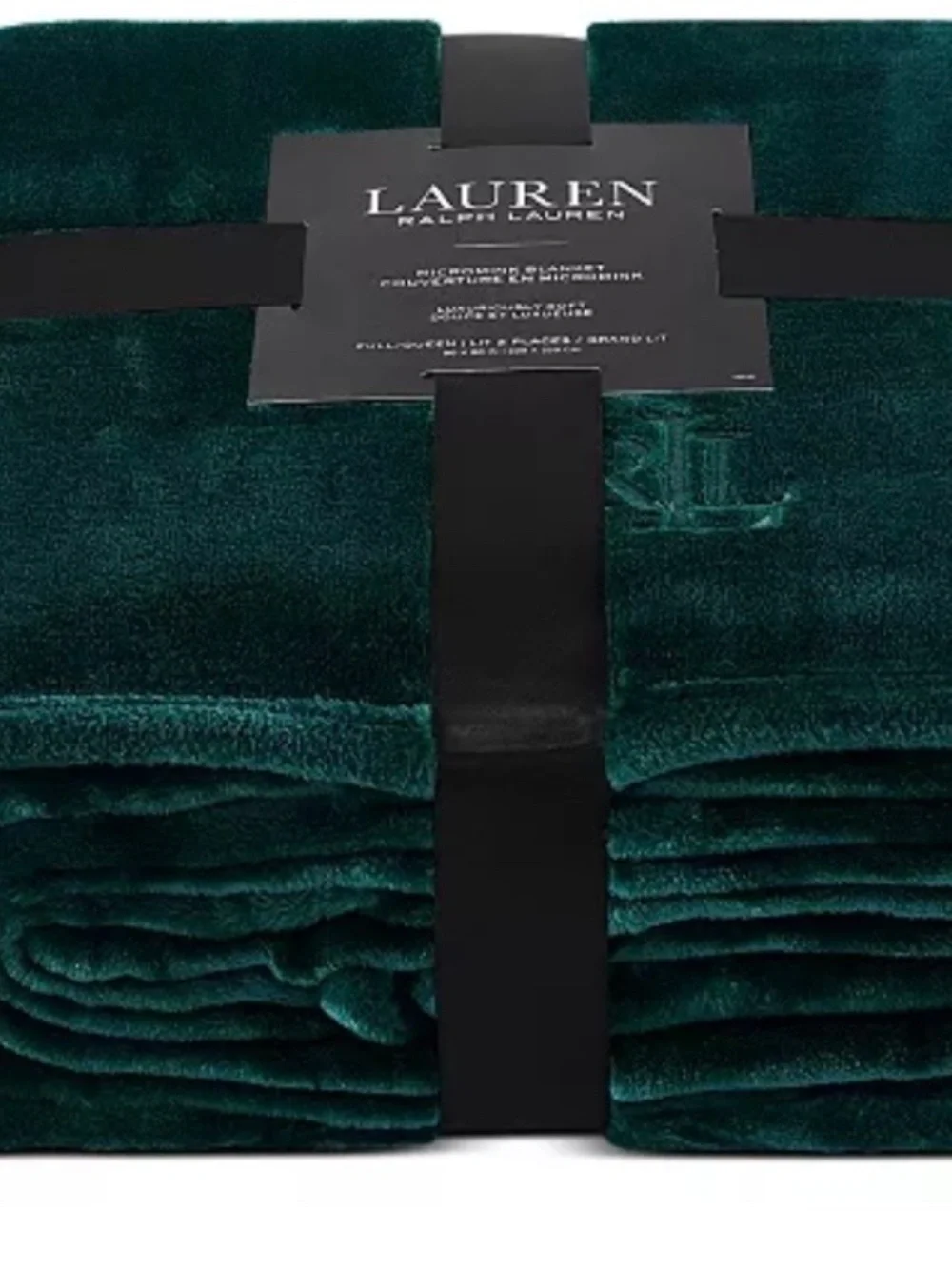 LAUREN Ralph Lauren Green Plush King size Blanket New